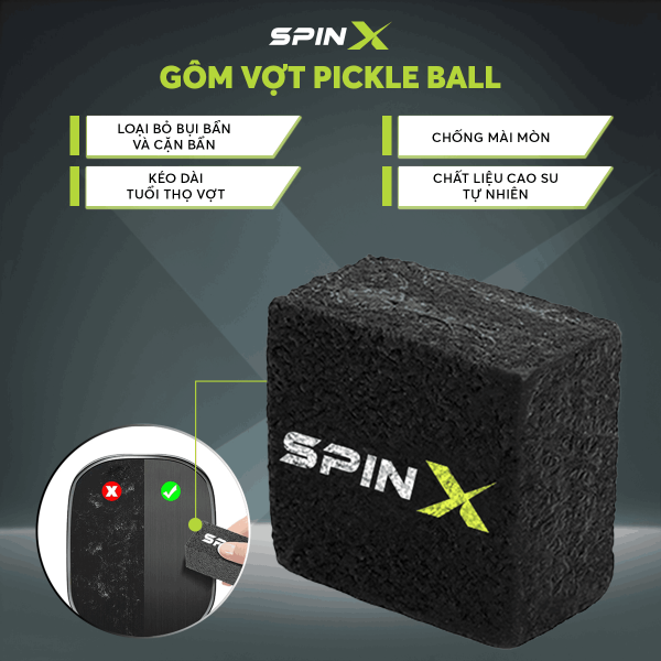 1 Viên Gôm Tẩy Mặt Vợt Vệ Sinh Mặt Vợt Pickleball SPINX Chính Hãng Cao Cấp - Làm Sạch Mặt Vợt - Tiện Lợi - Nhỏ Gọn
