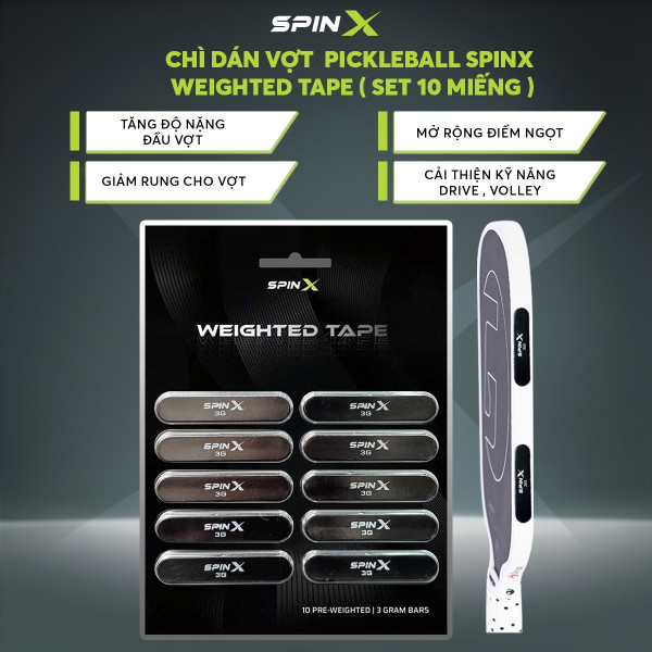 10 Miếng Chì Dán Nặng Đầu Pickleball SPINX Chính Hãng – Tối Ưu Sức Mạnh & Kiểm Soát Cú Đánh - Dán Siêu Dính