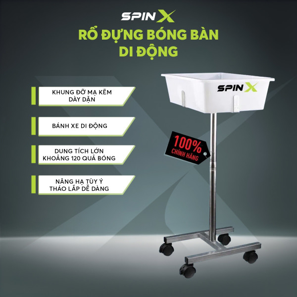 Rổ Đựng Bóng Bàn Có Chân SPINX Chính Hạn - Nhẹ - Lấp Ráp Đơn Giản - Bền Bỉ - Mức Chứa Bóng Siêu Nhiều - Tiện Lợi