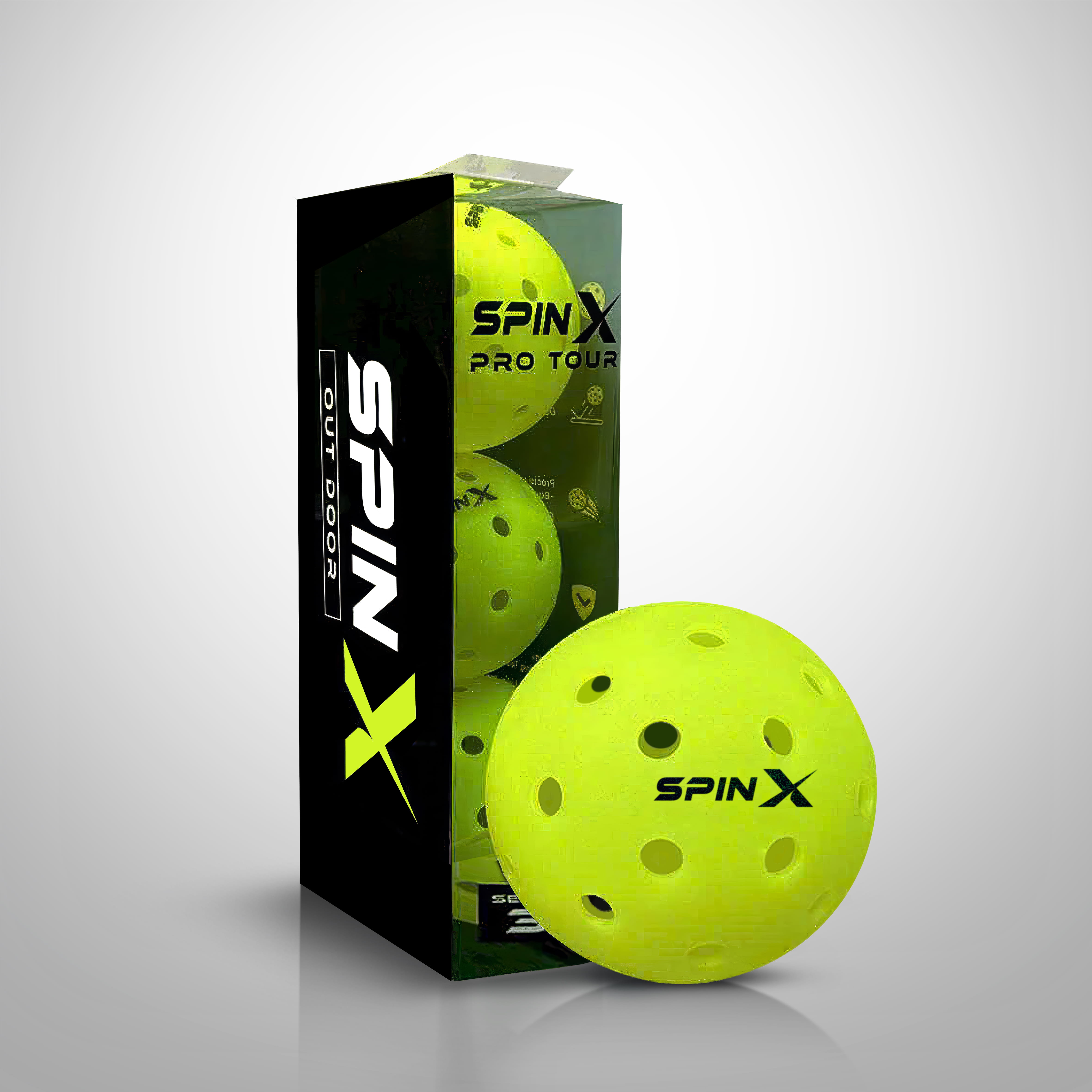 Hộp 3 Quả Bóng Pickleball SpinX Pro Tour Chính Hãng - Bền - Đường Bay Ổn Định - Kiểm Soát - 40 Lỗ - Đường Kính 74mm