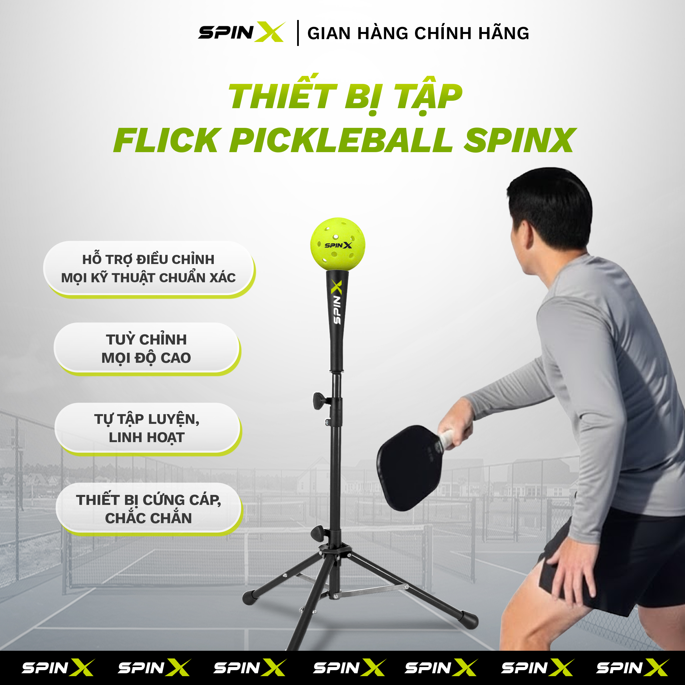 Thiết Bị Tập Flick Pickleball SpinX Chính Hãng – Công Cụ Luyện Phản Xạ & Kiểm Soát Bóng Toàn Diện - Bền Bỉ - Chắc Chắn