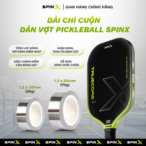 Chì Cuộn Dán Vợt Pickleball SpinX 1.2*254cm: 70g Chính Hãng – Tăng Lực Đánh, Mở Rộng Sweet Spot, Làm Chủ Cây Vợt
