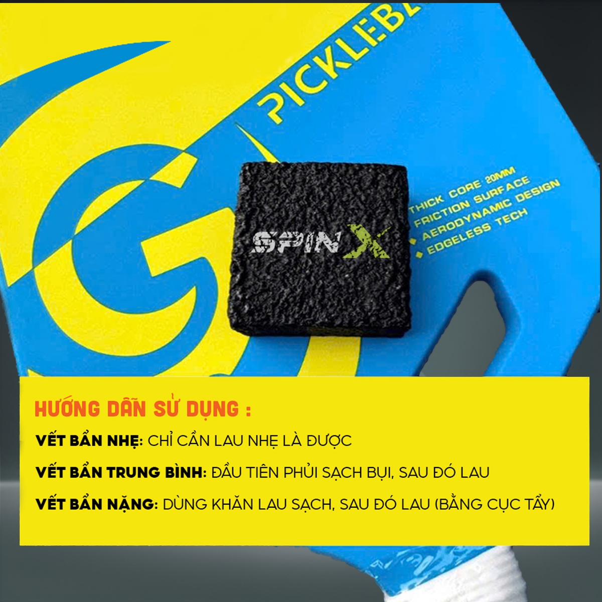 1 Viên Gôm Tẩy Mặt Vợt Vệ Sinh Mặt Vợt Pickleball SPINX Chính Hãng Cao Cấp - Làm Sạch Mặt Vợt - Tiện Lợi - Nhỏ Gọn