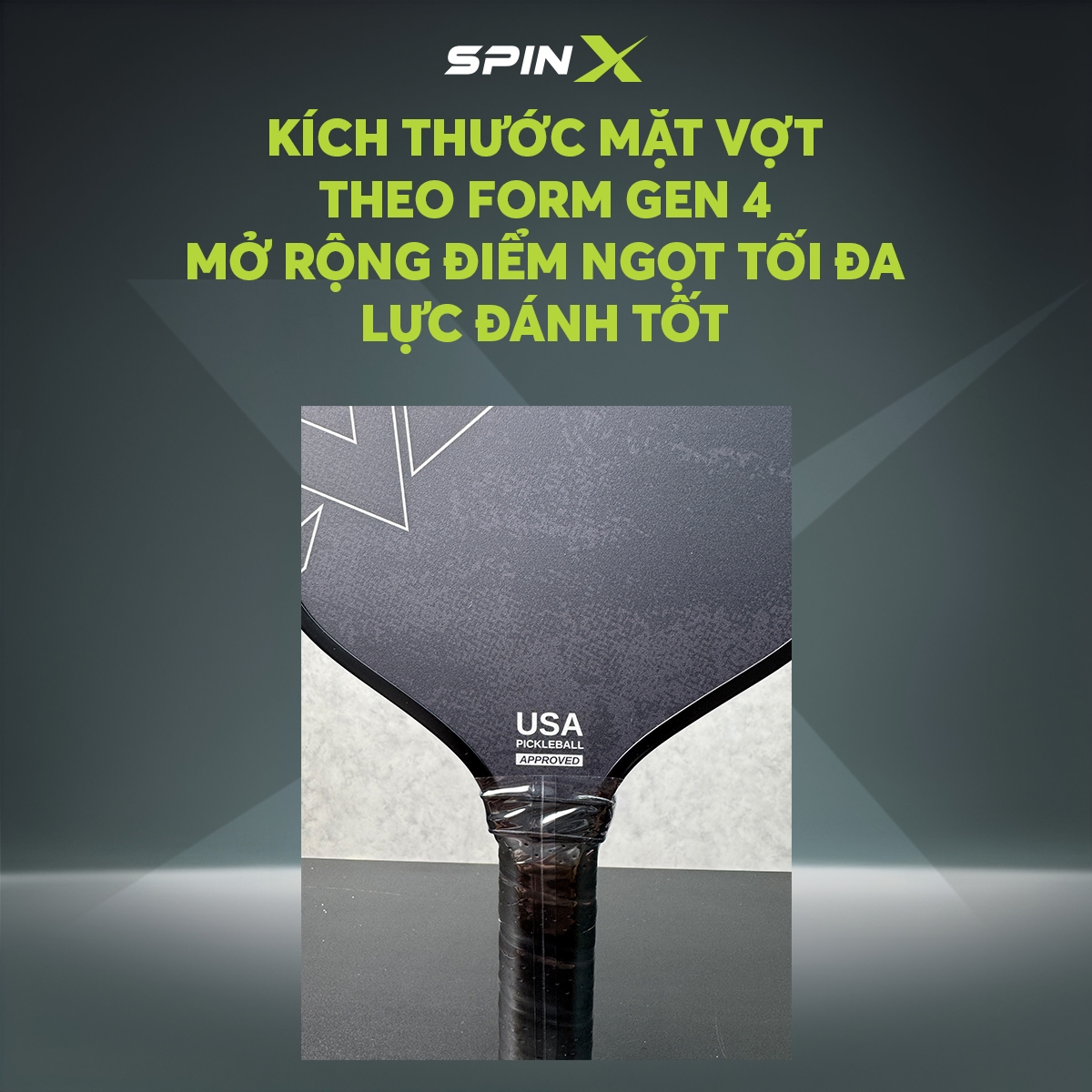 Vợt Pickleball SpinX NOVA Chính Hãng - Màu Be - 16mm - Bền Bỉ - Siêu Nhám - Chuẩn Thi Đấu USA - Toàn Diện - Tạo Xoáy Tốt