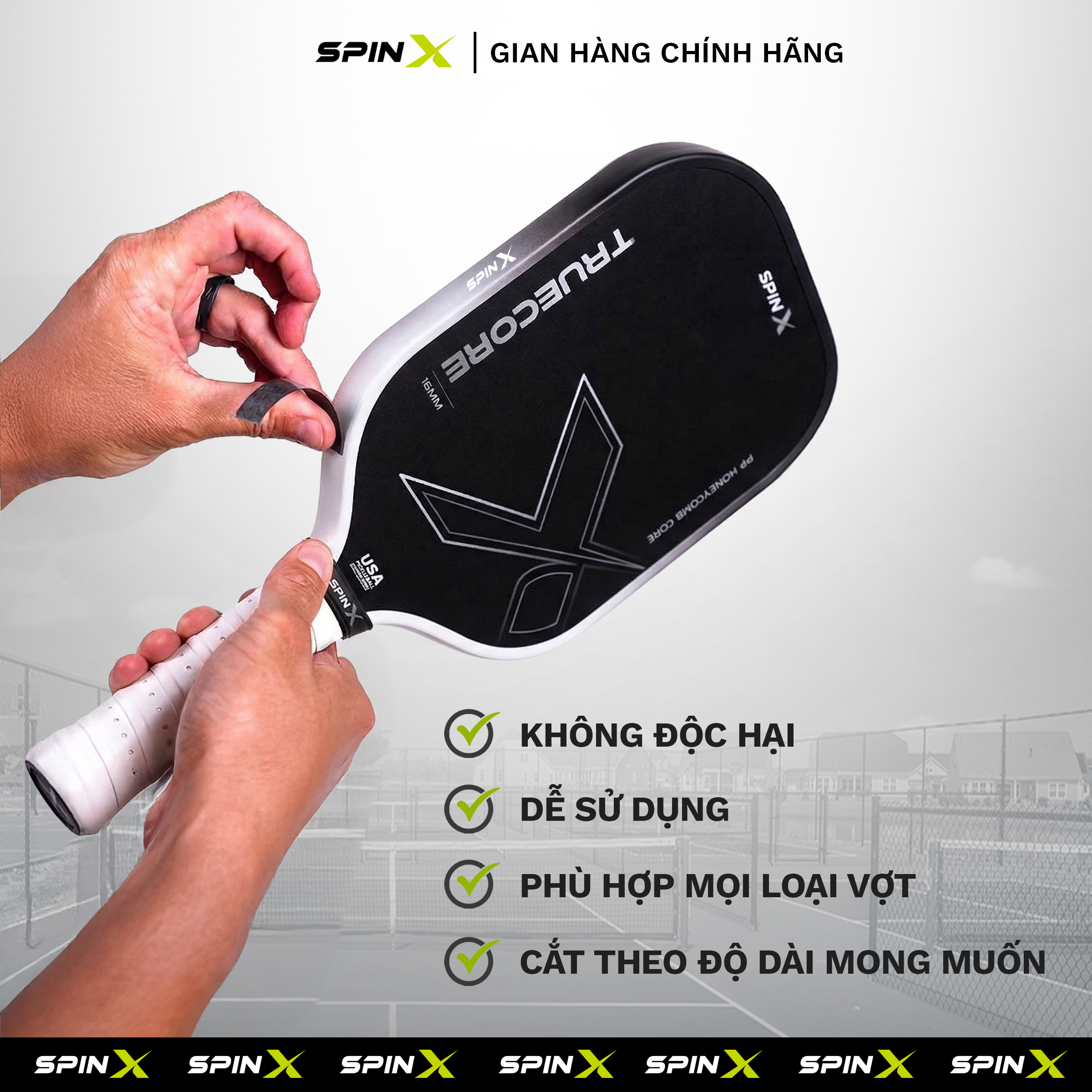 Set 2 Chì Pickleball Tungsten SpinX Chính Hãng Dải 15cm 6g